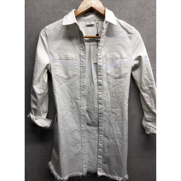 Adriano Goldschmied Denim Shirt Dress Size XS White Belt Button Down NWT - Picture 1 of 16